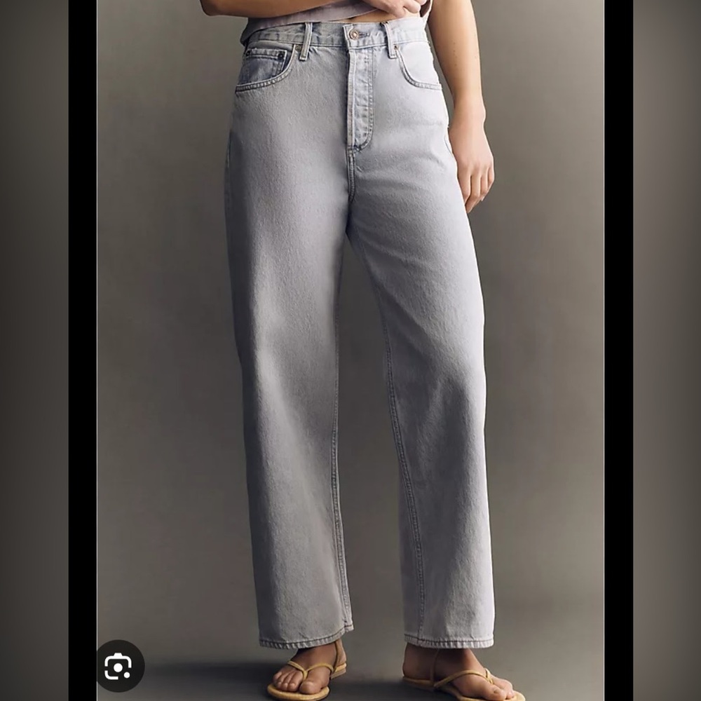 Risen High-Rise Straight-wide Leg Jeans in Light blue